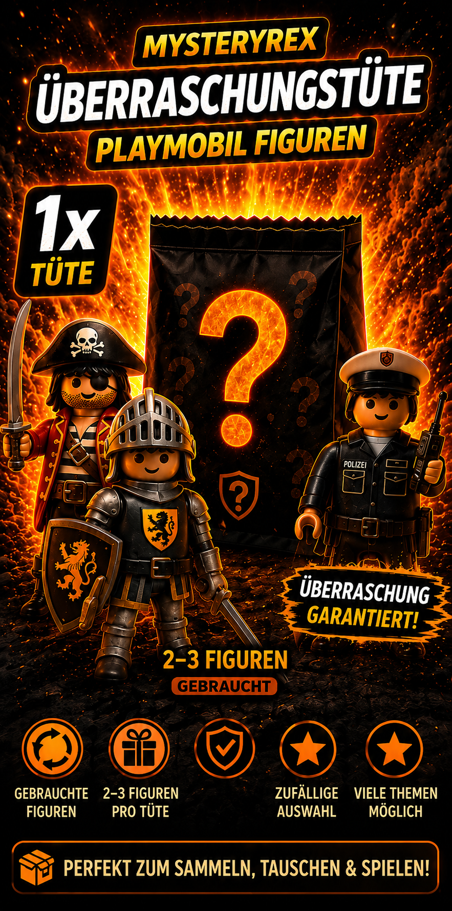 Playmobil Mysterytüte (1 Stück) – 2 bis 3 gebrauchte Figuren