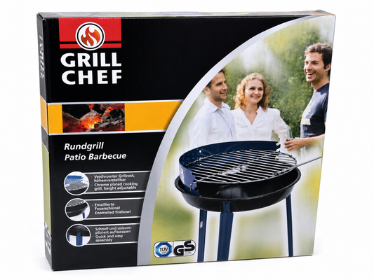 Grill Chef Rundgrill – Klassischer Holzkohlegrill für Garten, Terrasse & Camping