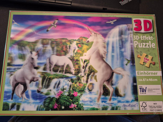 3D-Effekt-Puzzle – Einhörner – 500 Teile – vollständig