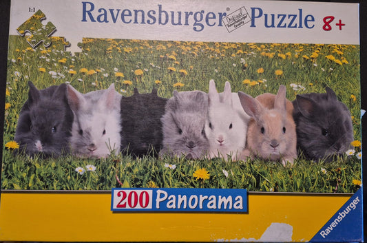 Ravensburger Puzzle – Kaninchen auf der Blumenwiese – 200 Teile Panorama – vollständig