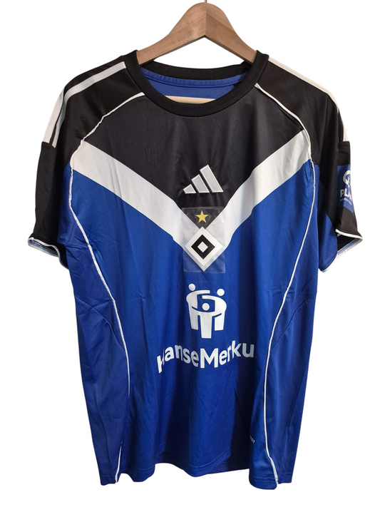 Fußballshirt im HSV-Stil Blau/Schwarz – Größe L